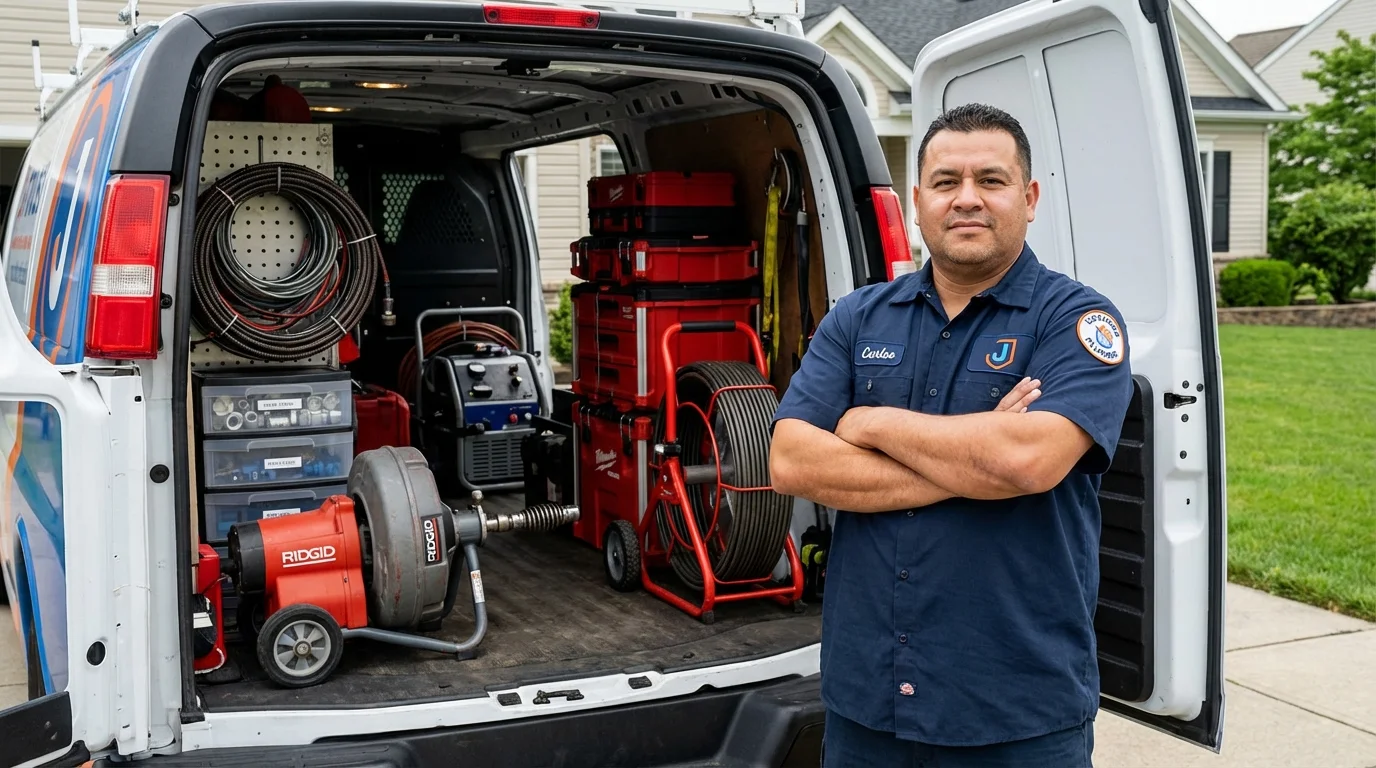 Professional drain cleaning equipment and Johns Plumbing LLC plumber in Paullina