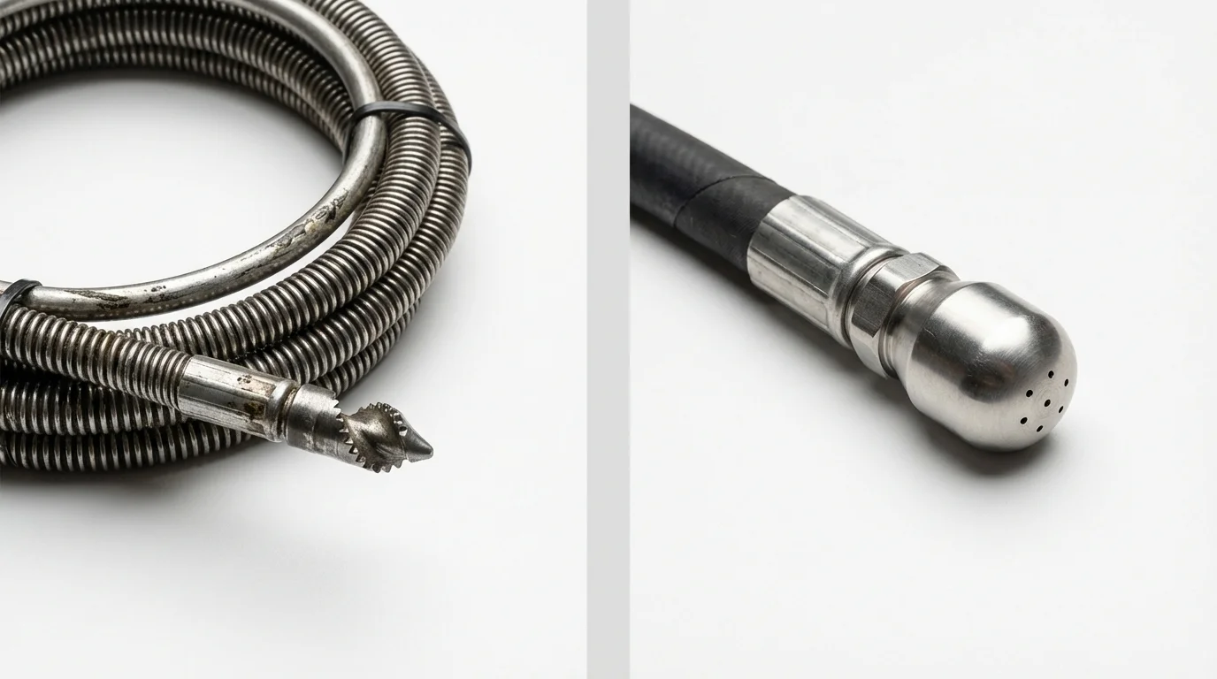 Drain snake cable and hydro jetting nozzle used for drain cleaning in Paullina, IA