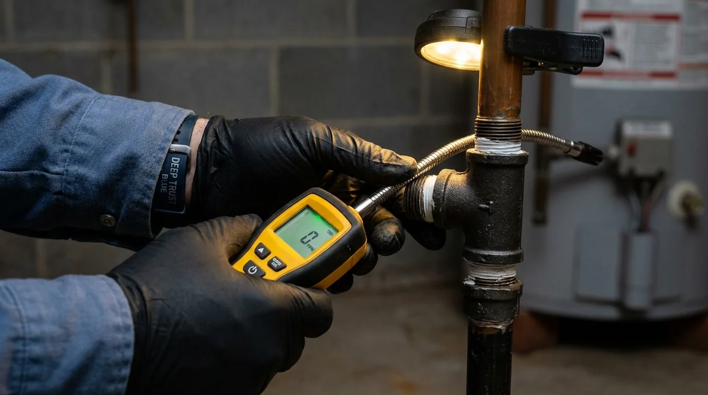 Gas leak detection with electronic sniffer by Johns Plumbing LLC in Paullina