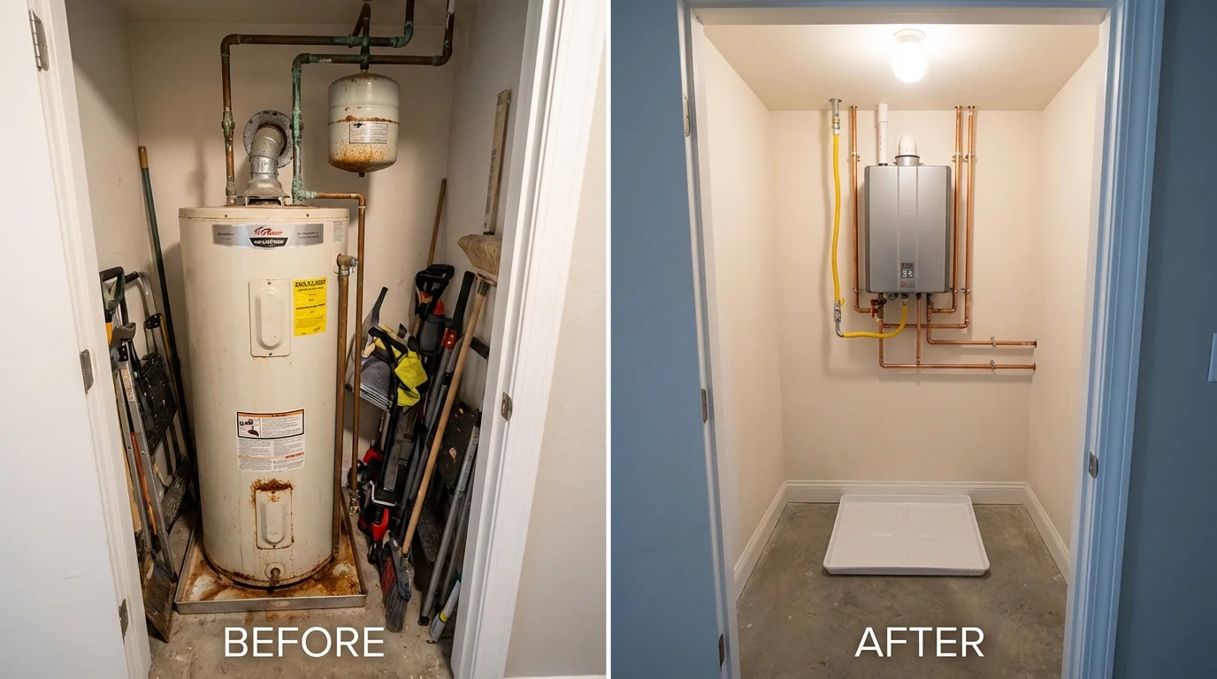 Tank water heater versus wall-mounted tankless unit comparison for Paullina, IA homeowners
