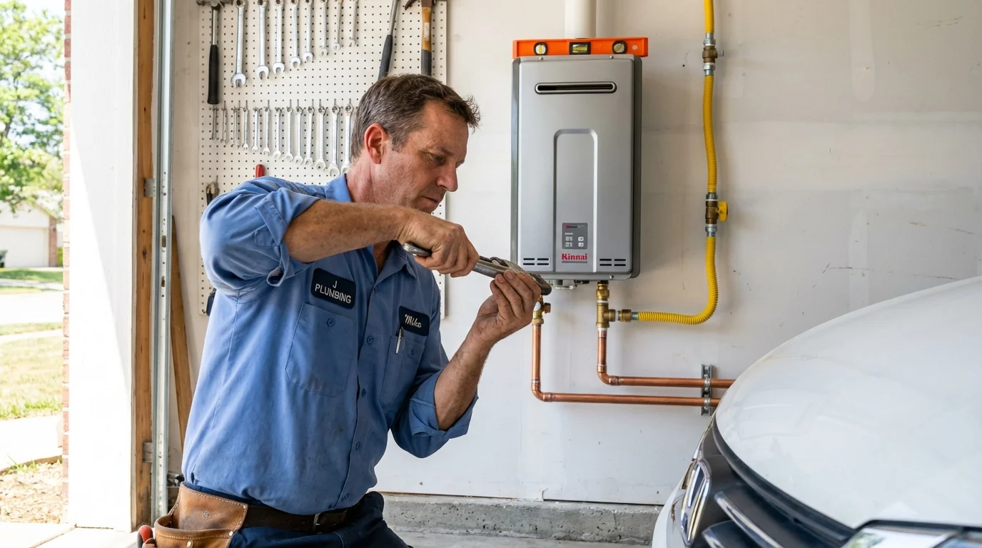 Tankless water heater installation by a Johns Plumbing LLC plumber in Paullina